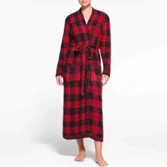 SKIMS Red and Black Plaid Robe